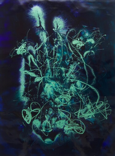 Schilderij getiteld "Lucioles #artistsup…" door Zdenka Palkovic, Origineel Kunstwerk, Gebrandschilderd glas