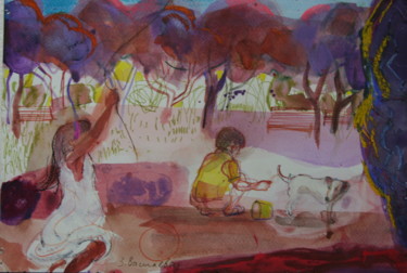 Painting titled "Childhood II" by Zdravka Vasileva, Original Artwork, Acrylic