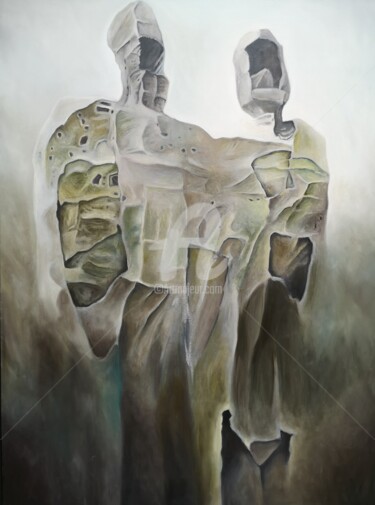 Painting titled "KING AND QUEEN - tr…" by Pods Inspirations -  Beksinski, Original Artwork, Oil