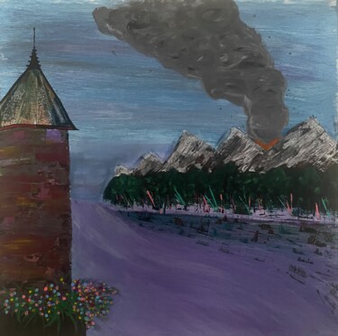 Pintura intitulada "Etna" por Zed Univers, Obras de arte originais, Acrílico Montado em Armação em madeira