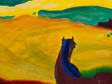 Pintura titulada "Cheval dans un pays…" por Zed Univers, Obra de arte original, Acrílico Montado en Bastidor de camilla de m…