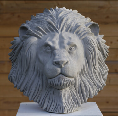 Sculpture titled "Lion 2" by Zef, Original Artwork, Plaster