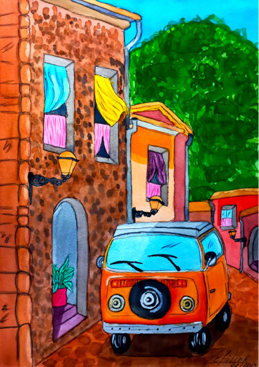 绘画 标题为“Majorca Travel wate…” 由Zefi Link, 原创艺术品, 水彩