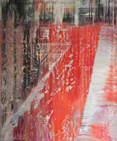 Malerei mit dem Titel "red flags" von Zef Rabe, Original-Kunstwerk, Öl