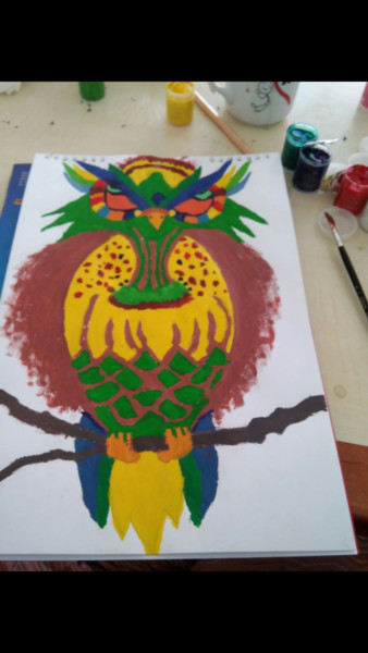"OwL" başlıklı Tablo Z.A.T. tarafından, Orijinal sanat, Guaş boya