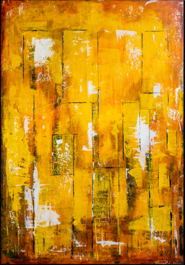 Painting titled "Abstraktion Yellow" by Zeke Nord, Original Artwork, Acrylic