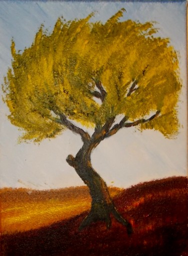 Painting titled "Windy Tree" by Zeke Nord, Original Artwork, Acrylic