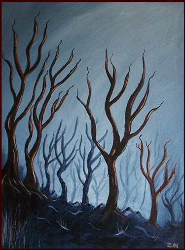 Painting titled "deadforest" by Zeke Nord, Original Artwork, Acrylic