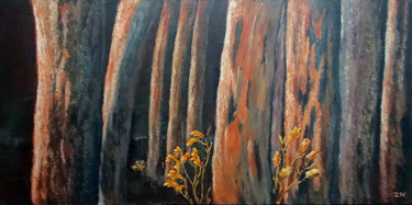 Painting titled "Evening Forest" by Zeke Nord, Original Artwork, Acrylic