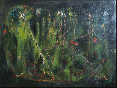 Malerei mit dem Titel "Green" von Zeke Nord, Original-Kunstwerk, Acryl