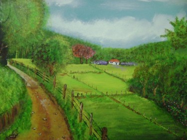 Pintura intitulada "Fazenda" por José Luís Francisco Zé, Obras de arte originais, Óleo