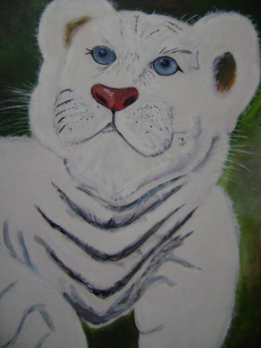 Pintura intitulada "filhote de tigre" por José Luís Francisco Zé, Obras de arte originais, Óleo