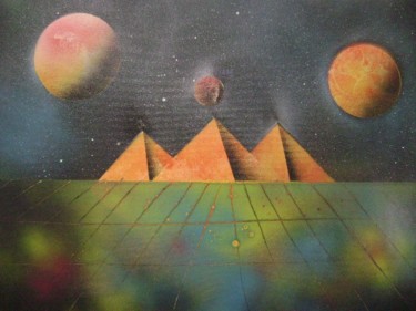 Pintura intitulada "piramides extraterr…" por José Luís Francisco Zé, Obras de arte originais, Óleo