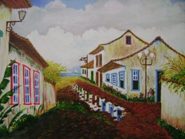 Pintura intitulada "vila mineira" por José Luís Francisco Zé, Obras de arte originais, Óleo