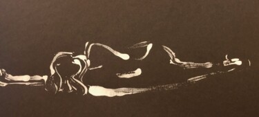 Dessin intitulée "femme allongée" par Zelie Risselet, Œuvre d'art originale, Gouache