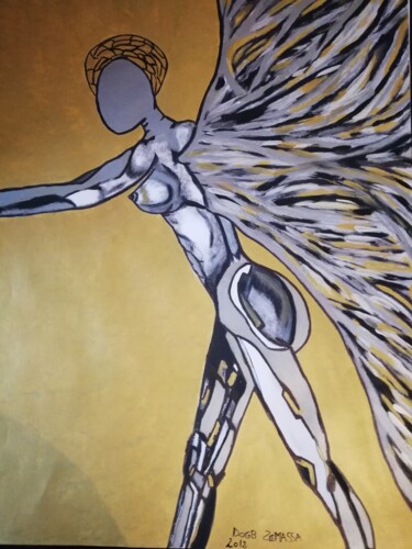 Dessin intitulée "Théme les anges au…" par Zemassa Dogbo, Œuvre d'art originale, Pastel