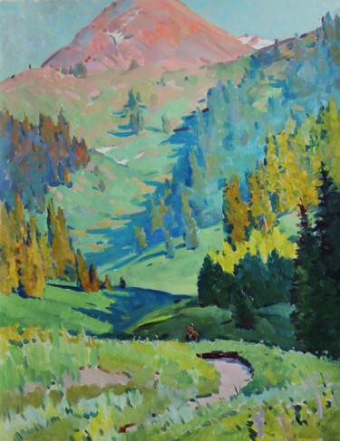 Картина под названием "По тропинке в горы" - Егор Безбородов, Подлинное произведение искусства, Масло