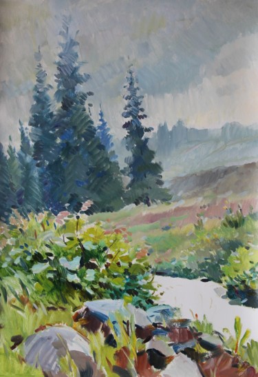 Картина под названием "Дождливый день" - Егор Безбородов, Подлинное произведение искусства, Масло
