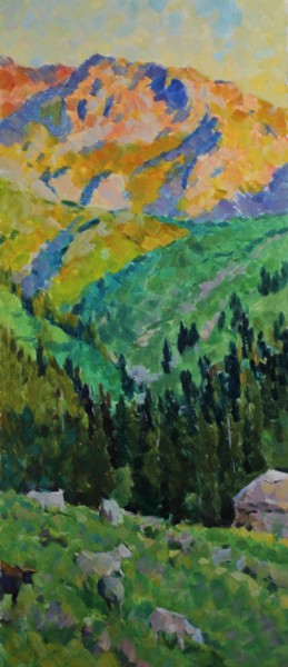Картина под названием "Высоко в горах" - Егор Безбородов, Подлинное произведение искусства, Масло