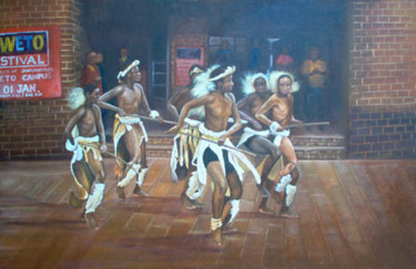 Painting titled "TRADITIONAL DANCE" by Zendaart, Original Artwork, Oil