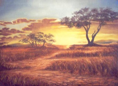 Painting titled "sunset 2" by Zendaart, Original Artwork, Oil
