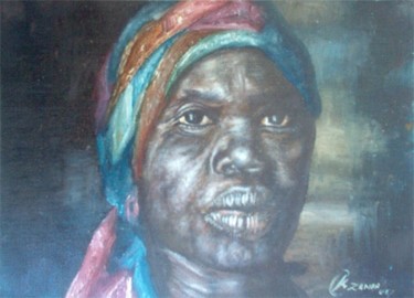 Painting titled "African mother" by Zendaart, Original Artwork, Oil