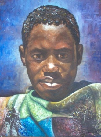 Painting titled "XHOSA BOY 2" by Zendaart, Original Artwork, Oil