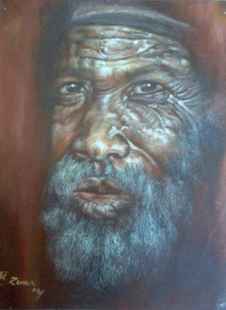 Painting titled "Old man" by Zendaart, Original Artwork, Oil