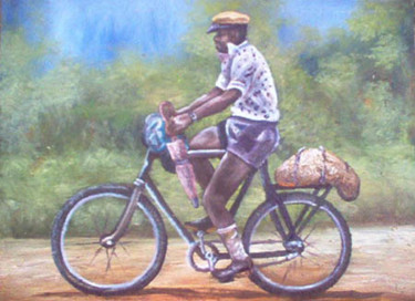 Painting titled "kumusha[rural area]" by Zendaart, Original Artwork, Oil