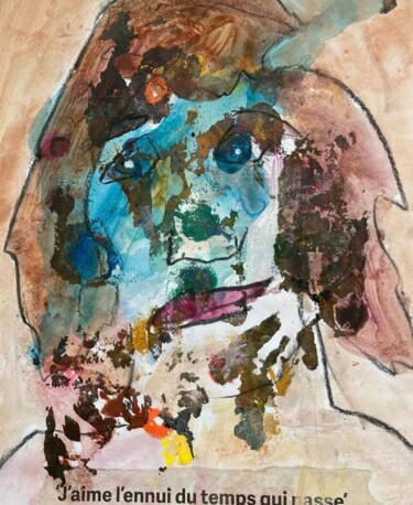 Painting titled "« La femme gazeuse…" by Ananda Eva, Original Artwork, Charcoal