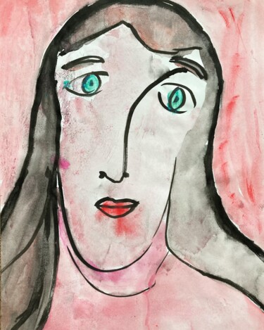 Pintura intitulada "« La jeune fille su…" por Ananda Eva, Obras de arte originais, Acrílico