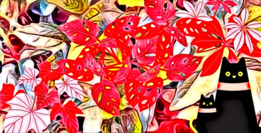 Chats d'octobre / October cats / Октябрьские коты Digitale Künste mit dem Titel "Chats d'octobre / O…" von Narine Mailyants, Original-Kunstwerk, Digitale Malerei