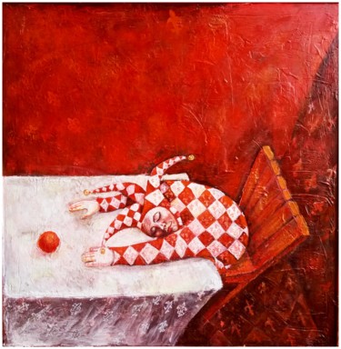Картина под названием "«Afterparty in Red»." - Zenya Gorlik, Подлинное произведение искусства, Акрил
