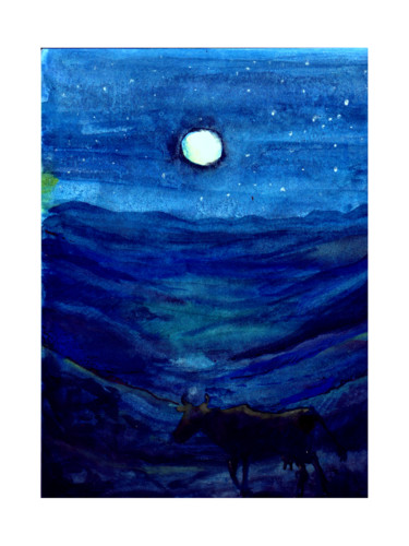 Painting titled "Desert Cow" by Zenya Gorlik, Original Artwork, Watercolor