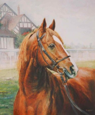 Peinture intitulée "Portrait de cheval" par Monique Amiot, Œuvre d'art originale