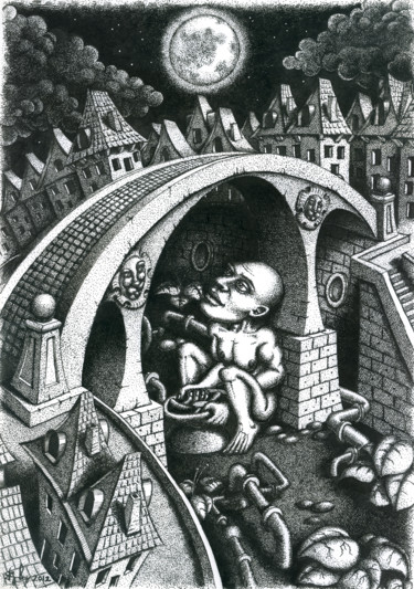 Рисунок под названием "God save the plumbe…" - Juri Kraval, Подлинное произведение искусства, Чернила