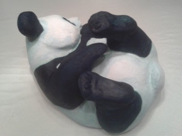 Sculpture intitulée "Panda one" par Zerkco, Œuvre d'art originale, Terre cuite