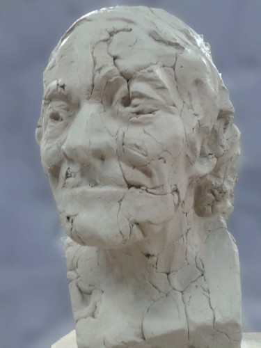 Sculpture intitulée "L'Homme Tracassé" par Zerkco, Œuvre d'art originale, Terre cuite