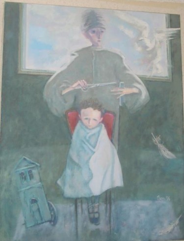Painting titled "Haircutter / Парикм…" by Georgii Zernitskii George Zernitsky, Original Artwork