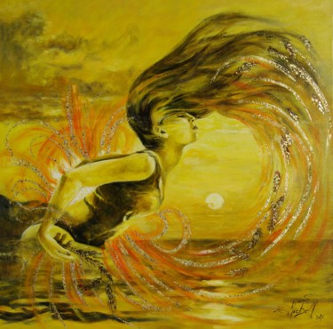 Peinture intitulée "Offrande au soleil…" par Zet Michell, Œuvre d'art originale, Huile