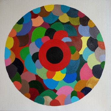 Peinture intitulée "Le Cercle Rouge" par Zeta, Œuvre d'art originale, Huile