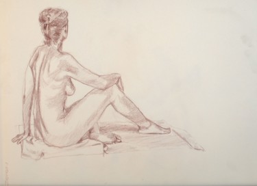 Dessin intitulée "nudo di schiena sed…" par Zeven, Œuvre d'art originale, Autre