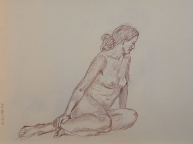 Drawing titled "nudo seduto su fian…" by Zeven, Original Artwork, Other