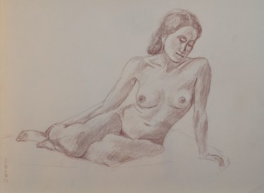 Disegno intitolato "nudo seduto su fian…" da Zeven, Opera d'arte originale, Altro