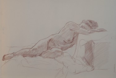 Drawing titled "nudo appoggiato a c…" by Zeven, Original Artwork, Pencil