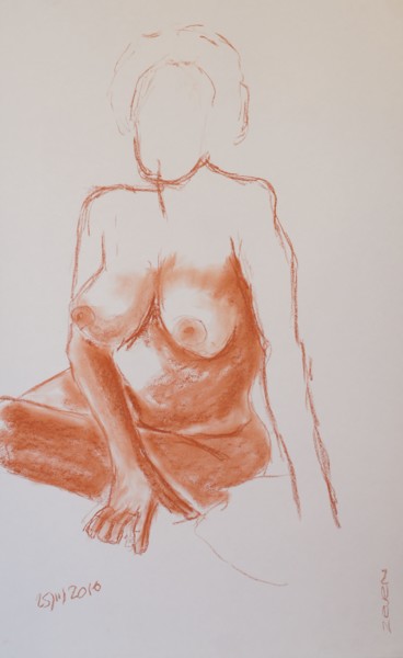Dessin intitulée "nudo seduto frontale" par Zeven, Œuvre d'art originale, Autre