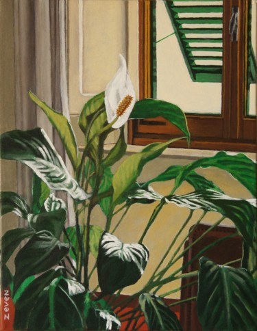 Painting titled "la Spathiphyllum da…" by Zeven, Original Artwork, Acrylic
