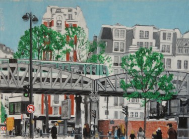 Peinture intitulée "metrò Jaures" par Zeven, Œuvre d'art originale, Acrylique