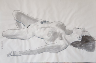 nudo di donna supino Dessin intitulée "nudo di donna supino" par Zeven, Œuvre d'art originale, Encre
