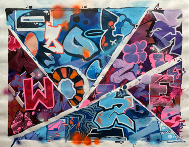 Schilderij getiteld "Lettrine Colorée" door Zewo213, Origineel Kunstwerk, Graffiti